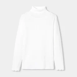 Pull col roulé enfant fille - blanc doux jacadi