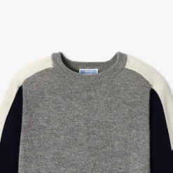 Pull en cachemire enfant garçon - gris/marine