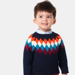 Pull en jacquard bébé garçon - marine/multicolore