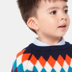 Pull en jacquard bébé garçon - marine/multicolore