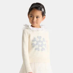 Pull enfant fille en cachemire - blanc doux jacadi