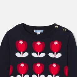 Pull enfant fille motif tulipe - marine jacadi