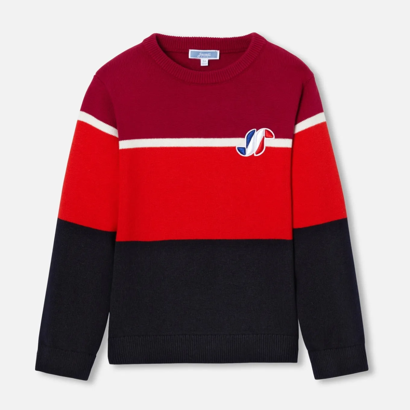Pull enfant garçon color block - marine/rouge