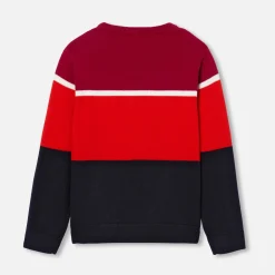 Pull enfant garçon color block - marine/rouge