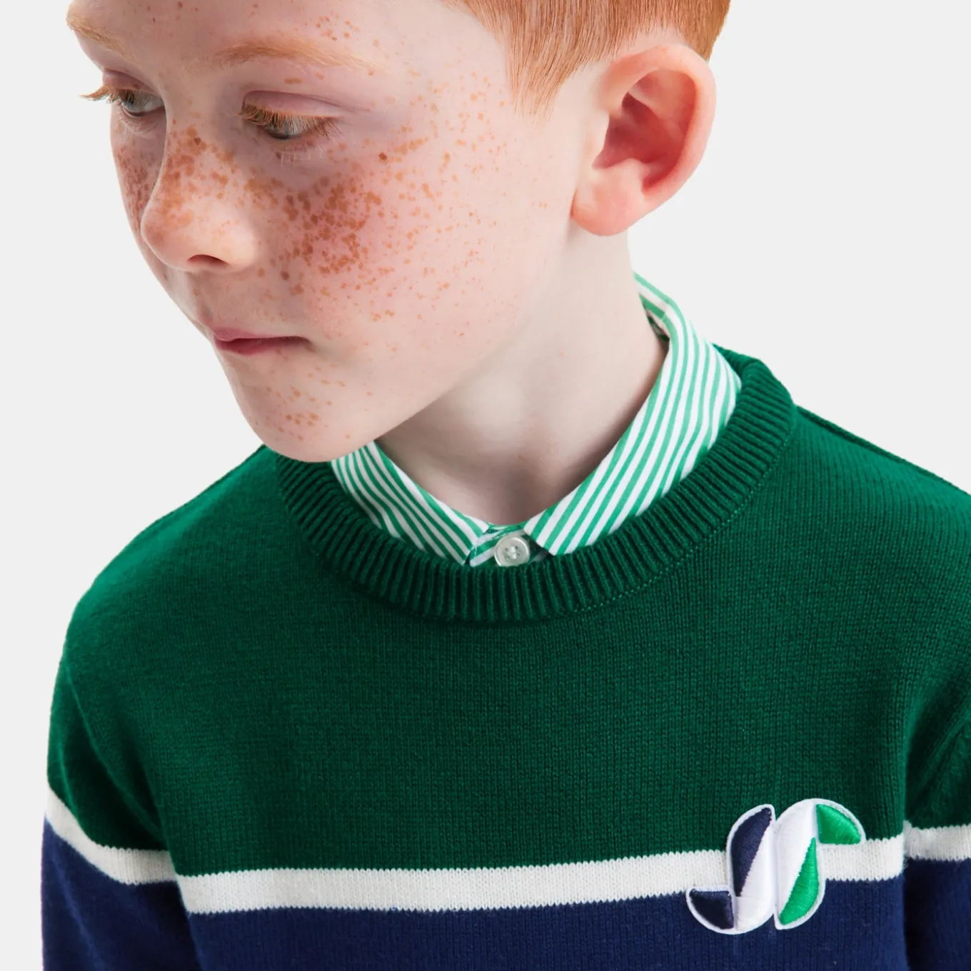 Pull enfant garçon color block - gris/multicolore