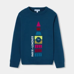 Pull enfant garçon en coton et laine - encre
