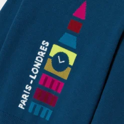 Pull enfant garçon en coton et laine - encre