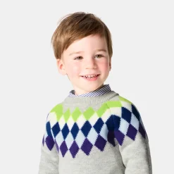 Pull jacquard bébé garçon - gris/multicolore