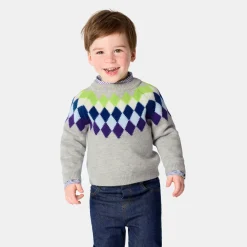 Pull jacquard bébé garçon - gris/multicolore