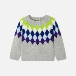 Pull jacquard bébé garçon - gris/multicolore