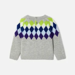 Pull jacquard bébé garçon - gris/multicolore