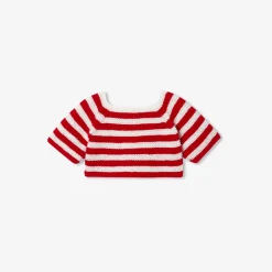 Pull Love Maille pour notre ourson Martin Collection Solidaire - blanc/rouge
