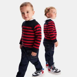 Pull marin bébé - marine/rouge