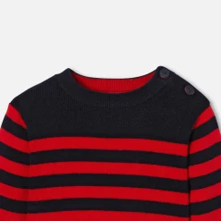 Pull marin bébé - marine/rouge