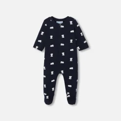 Pyjama bébé en molleton - marine/ecru