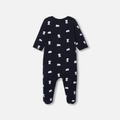 Pyjama bébé en molleton - marine/ecru