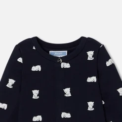 Pyjama bébé en molleton - marine/ecru