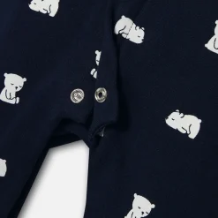 Pyjama bébé en molleton - marine/ecru