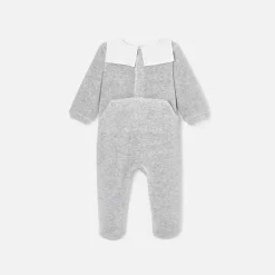 Pyjama bébé en velours - gris chine clair jacadi