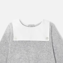 Pyjama bébé en velours - gris chine clair jacadi