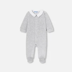 Pyjama bébé en velours - gris chine clair jacadi
