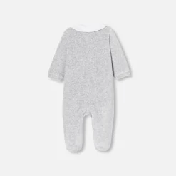 Pyjama bébé en velours - gris chine clair jacadi
