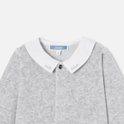 Pyjama bébé en velours - gris chine clair jacadi
