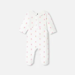 Pyjama bébé fille en molleton - blanc/multicolore