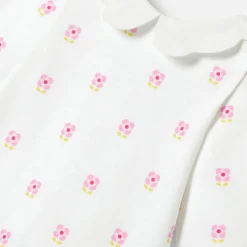 Pyjama bébé fille en molleton - blanc/multicolore