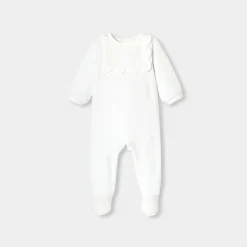 Pyjama bébé fille en velours bouclette - blanc jacadi