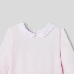 Pyjama bébé fille en velours bouclette - rose pale jacadi