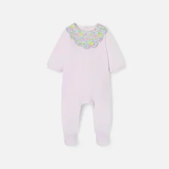 Pyjama bébé fille en velours - rose pale jacadi