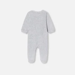Pyjama bébé fille en velours bouclette - gris chine clair jacadi