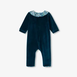 Pyjama bébé fille en velours - bleu/multicolore