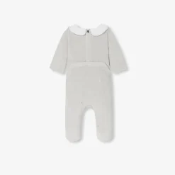 Pyjama bébé fille en velours - gris/multicolore