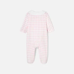 Pyjama bébé fille imprimé Vichy - blanc/rose