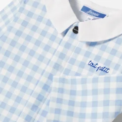 Pyjama bébé garçon en interlock - blanc/bleu