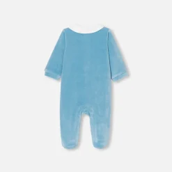 Pyjama bébé garçon en velours - bleu deau