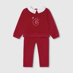 Pyjama de Noël bébé en velours - rouge jacadi