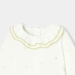 Pyjama de Noël bébé fille en velours - blanc doux/multicolore