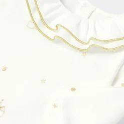 Pyjama de Noël bébé fille en velours - blanc doux/multicolore