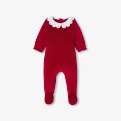 Pyjama de Noël bébé fille en velours - rouge jacadi