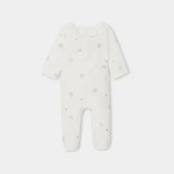 Pyjama de Noël bébé fille en velours - blanc doux jacadi