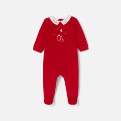 Pyjama de Noël bébé garçon en velours - rouge pavot
