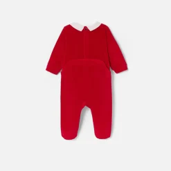 Pyjama de Noël bébé garçon en velours - rouge pavot