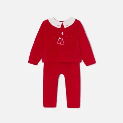 Pyjama de Noël bébé garçon en velours - rouge pavot