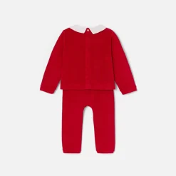 Pyjama de Noël bébé garçon en velours - rouge pavot