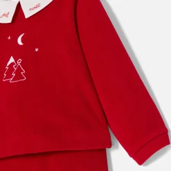Pyjama de Noël bébé garçon en velours - rouge pavot