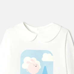 Pyjama enfant fille en coton - blanc/bleu