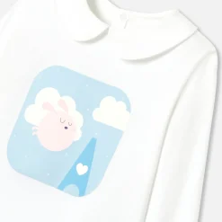 Pyjama enfant fille en coton - blanc/bleu